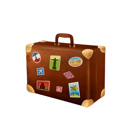 Vector illustration suitcases traveler with stickersのイラスト素材