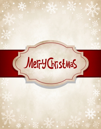 Vector vintage illustration to Christmas with label and snowflakesのイラスト素材