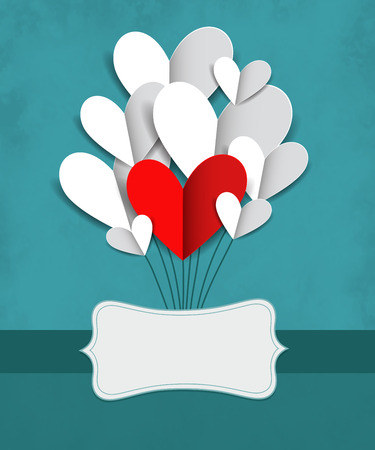 Vector illustration with paper hearts for Valentine's dayのイラスト素材