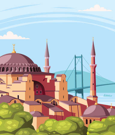 Landmark of Istanbul Hagia Sophia vector illustrationのイラスト素材