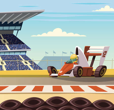 Racing car on racetrackのイラスト素材