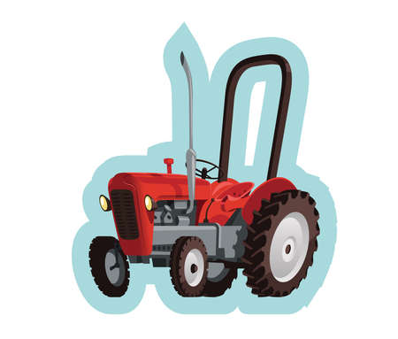 Red old tractorのイラスト素材