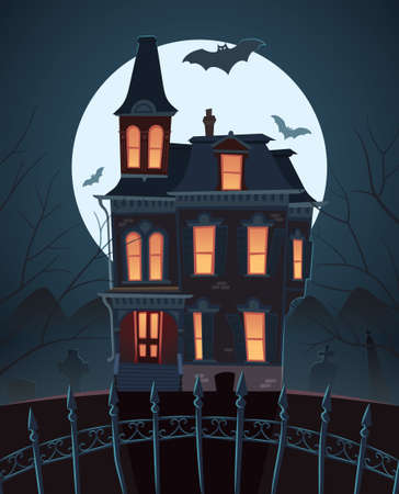 Scary house on moonlightのイラスト素材