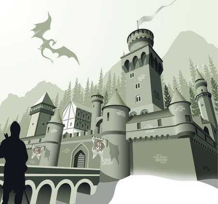 Winter medieval castleのイラスト素材