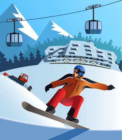 Snowboard winter resortのイラスト素材