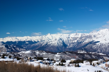 Monte Bondone in winter with snowの写真素材