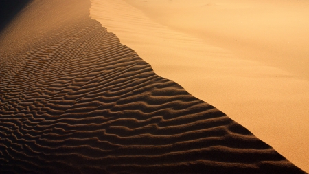 Sand texture with light and shadows and wind-created waves in Erg Chigaga, Moroccoの写真素材