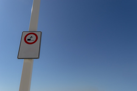 Signal of danger of falling into the waterの写真素材