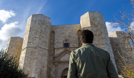 the visitor of the castle seen from the backのeditorial素材