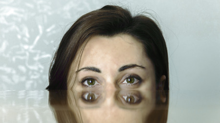 portrait with white background and reflection