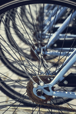 Particular of a bicycle of blue colorの写真素材