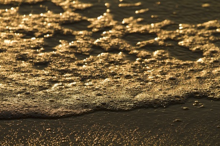 Sea foam golden with morning lightの写真素材