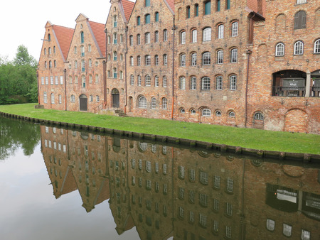 The ancient buildings of the salt warehouse in the center of the hanseatic city of Lubeck, in...