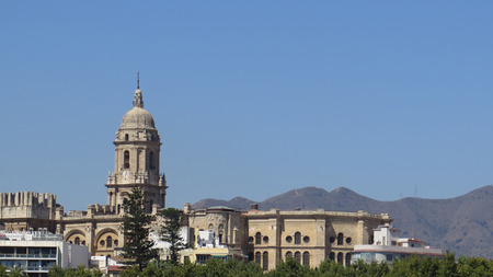 Cathedral in Malaga on sunny autumn day in Andalusia, Spainの写真素材