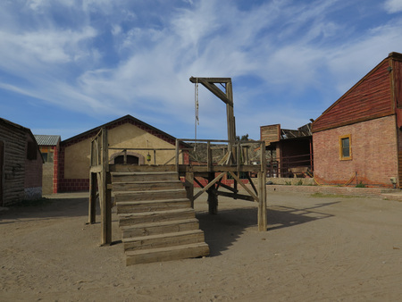 FORT BRAVO SPAIN - JANUARY 23RD. Gallow in Fort Bravo Film Set Tabernas Desert. Fort Bravo, Spain...