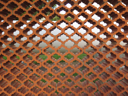 Brown terracotta Arabic style garden wallの写真素材