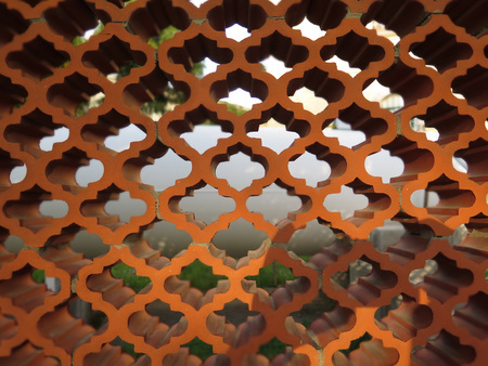 Brown terracotta Arabic style garden wallの写真素材