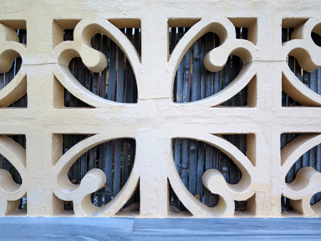 garden wall with decorative Heart shaped brick modules layoutの写真素材
