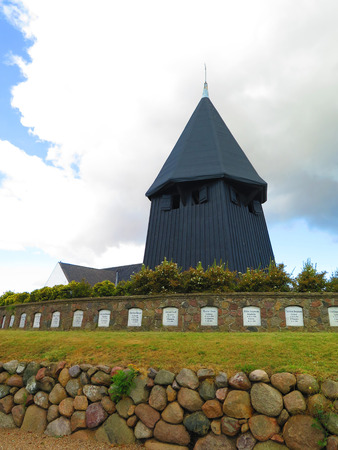 Wooden bell tower at Egen church in Southern Denmarkのeditorial素材
