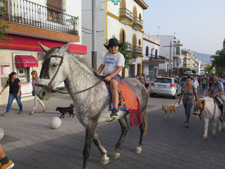 Alora, Spain - August 28, 2016: People at local fiesta of their patron saintのeditorial素材