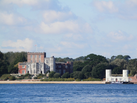 View of coastline from Sandbank Ferry, Poole Dorset
