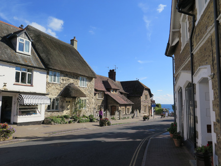 Houses in Main Street in Beer Village centre Devon England UK GB EU Europeのeditorial素材