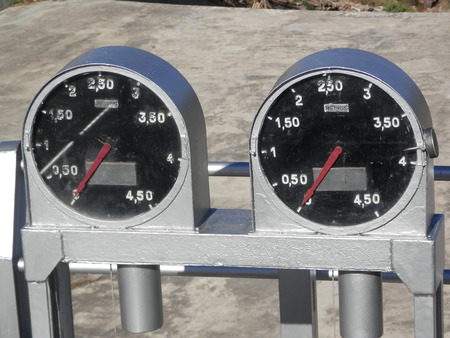 Sluice gate manometer equipment at Ardales lake reservoir