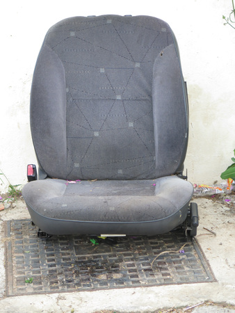 Abandoned Car Seat on ground in Andalusian Villageの写真素材