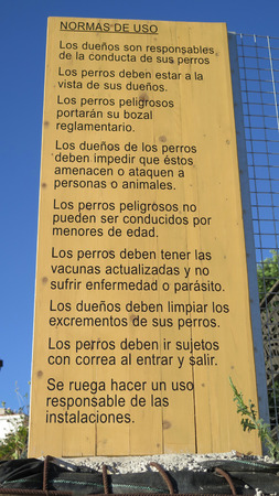Rules for use of village dog park in Andalusian villageの写真素材