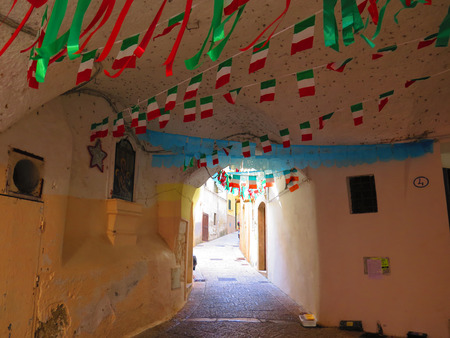 Gaeta, Italy - Passage way into side street in Gaeta historic centreの写真素材