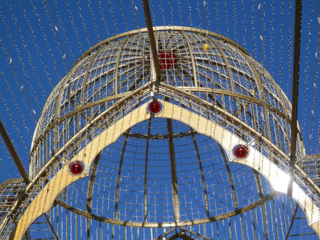 Malaga, Spain - December 22, 2017: Details of Christmas lights in Calle Larios pedestrian streetの写真素材