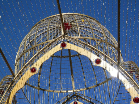 Malaga, Spain - December 22, 2017: Details of Christmas lights in Calle Larios pedestrian streetの写真素材