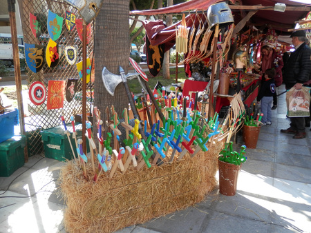 Almeria, Spain - February 9, 2018: Display at stall on famous Ramla pedestrian walkのeditorial素材