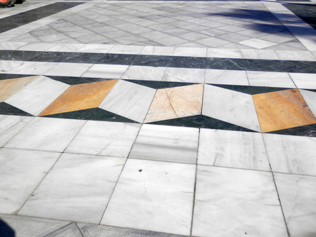 Closeup of Pavement Optical illusion on La Rabmbla in Almeria town center, Spainの写真素材
