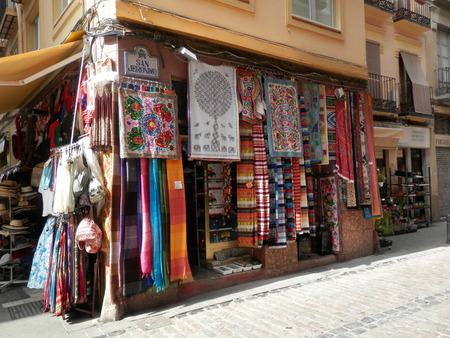 Granada, Spain - September 28.2018: Shop front selling handmade products in Arab quarterのeditorial素材