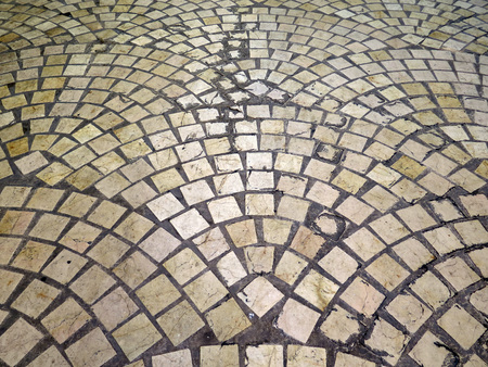 Cobble stone pattern in Malaga pedestrian street, Andalusiaの写真素材