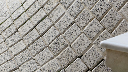 Patterned pavement outside village in rural Andalusia, Spainの写真素材