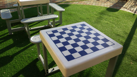Games tables at children park in Andalusian villageの写真素材