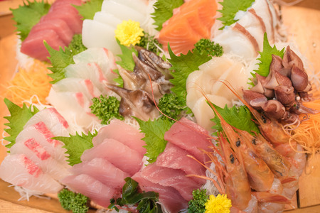 Japanese seafood and sashimiの写真素材