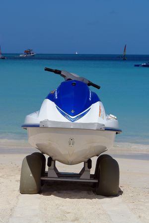 jet ski on a caribbean beach                               の写真素材
