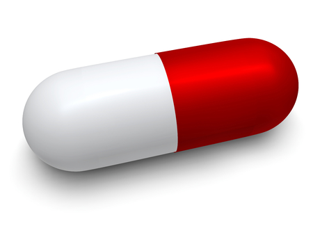 Red capsule, pharmaceutical, drug, medicineの写真素材