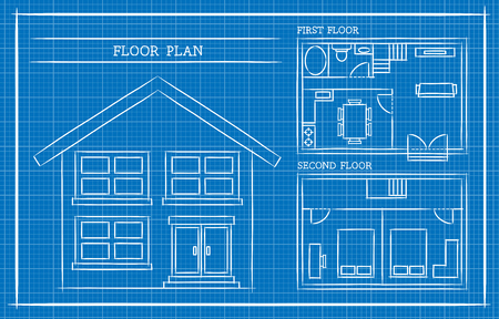 Blueprint, House Plan, Architectureのイラスト素材