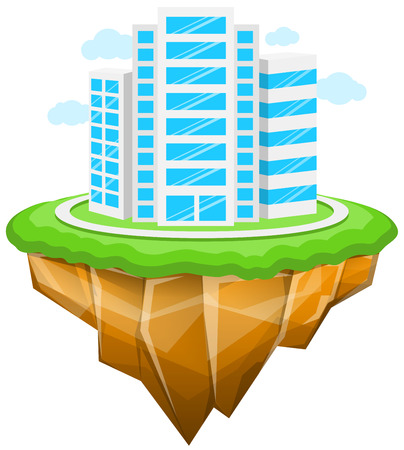 City, Floating Island, Buildings, Landscapeのイラスト素材