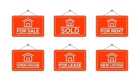 Real Estate Signs, House For Saleのイラスト素材