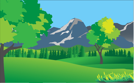 green meadow at the hillのイラスト素材