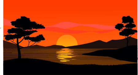 trees at lakeのイラスト素材