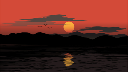 sunset upon the lakeのイラスト素材