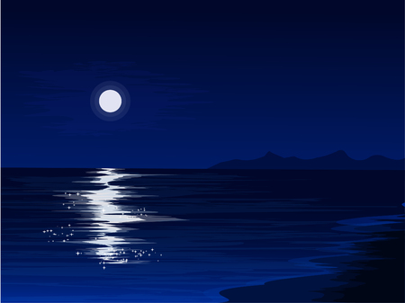 peaceful night at the beachのイラスト素材