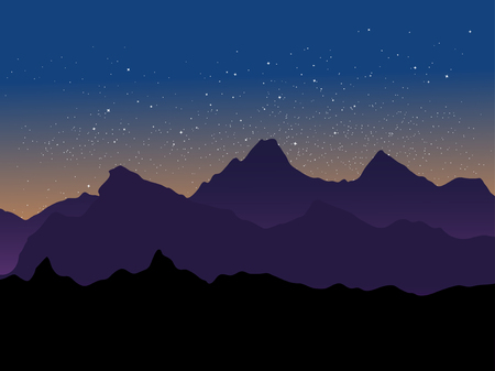 night scene at mountain peakのイラスト素材