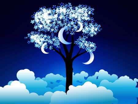 abstract night sky vector nature landscapeのイラスト素材